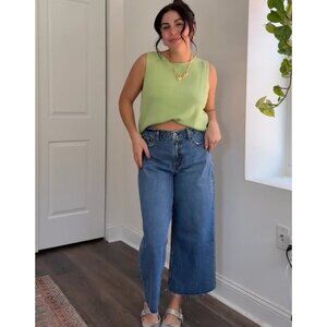 Abercrombie & Fitch High Rise Cropped Wide Leg Jeans